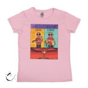 Ladies Large T-Shirt Light Pink ‘Three States of a Ferret’
